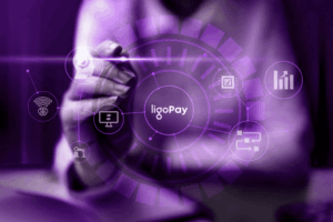 Infografía sobre la evolución de las billeteras digitales y la infraestructura de pagos B2B de LigoPay en Perú.